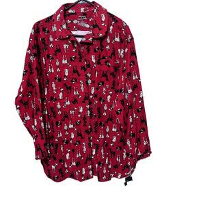 New Sleep Sense PJ Top red dog print flannel soft womens M NWT dalmatian poodle